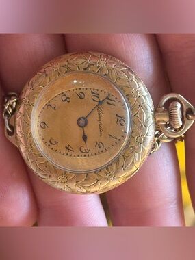 Antique c 1900 Hampden Model 3 Molly Stark 14K GF Ladies Pocket Watch WORKS
